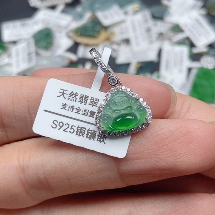翡翠银S925镶嵌吊坠(不含链)