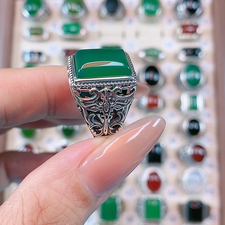 银S925镶嵌戒指玛瑙/玉髓