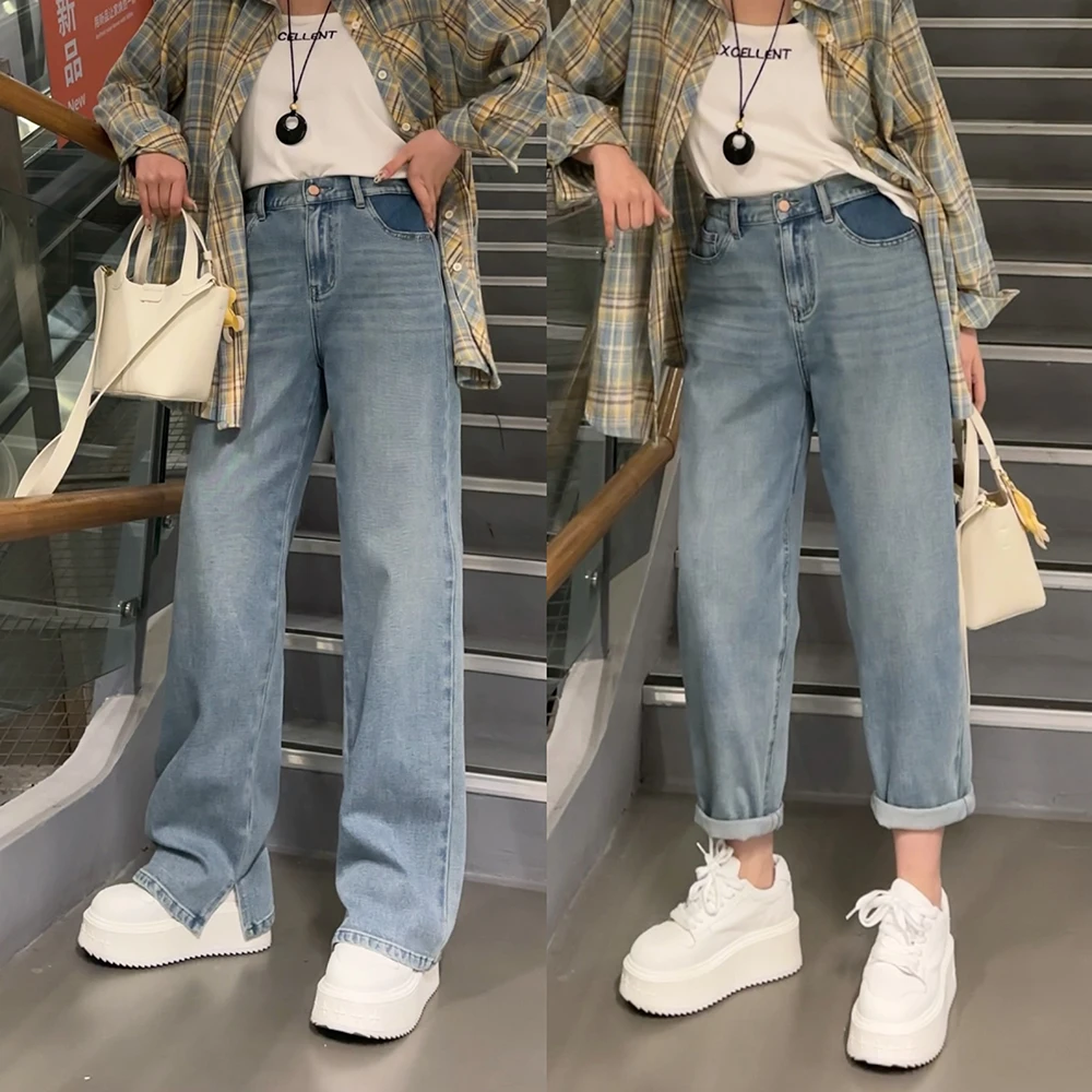 【春上新】胖mm显瘦阔腿休闲牛仔裤老爹9分裤200斤大码女裤0508-GN2