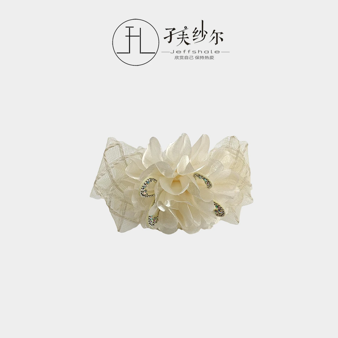 JF 网纱花朵优雅气质超仙鲨鱼夹 14372