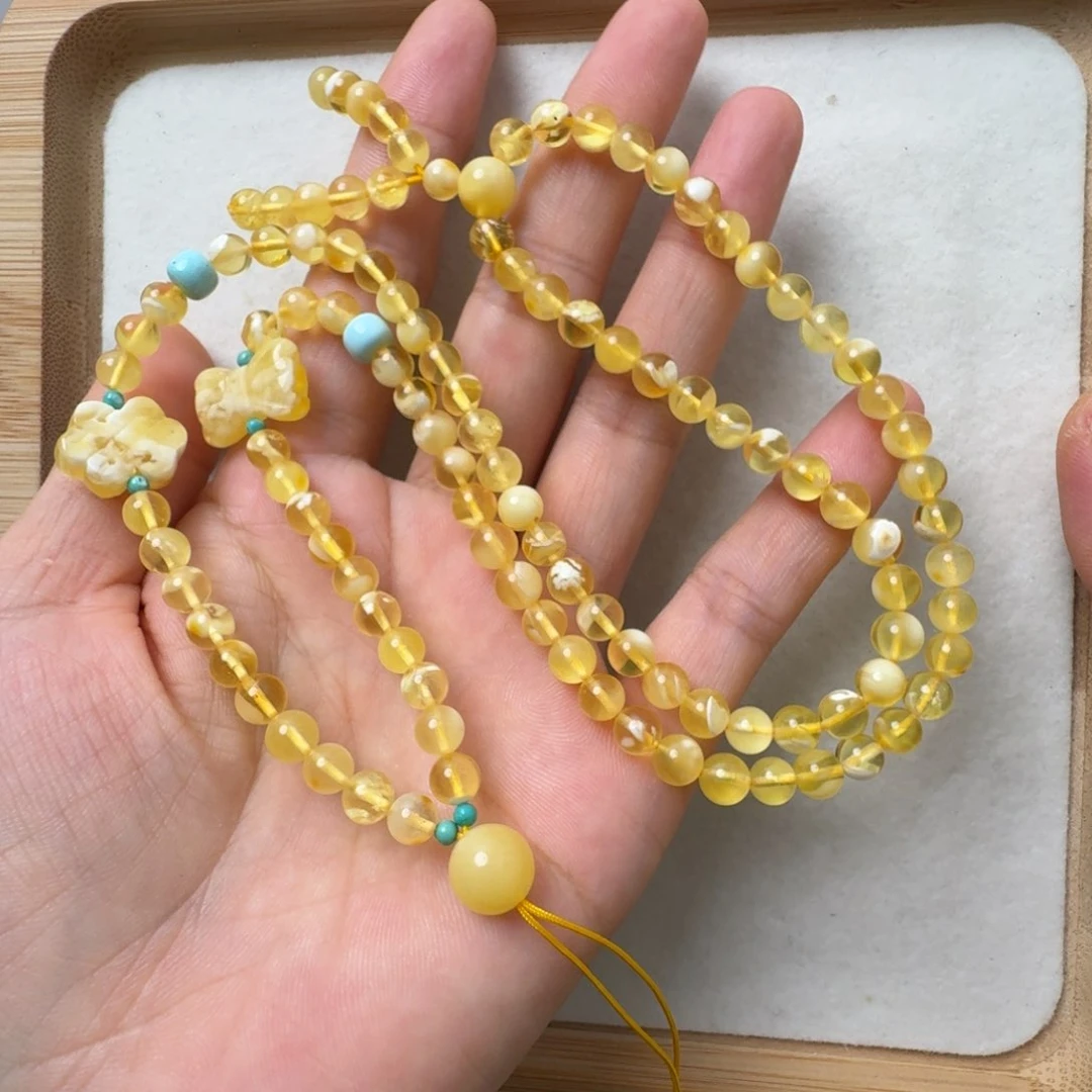 未镶嵌项链蜜蜡俄料5.6mm