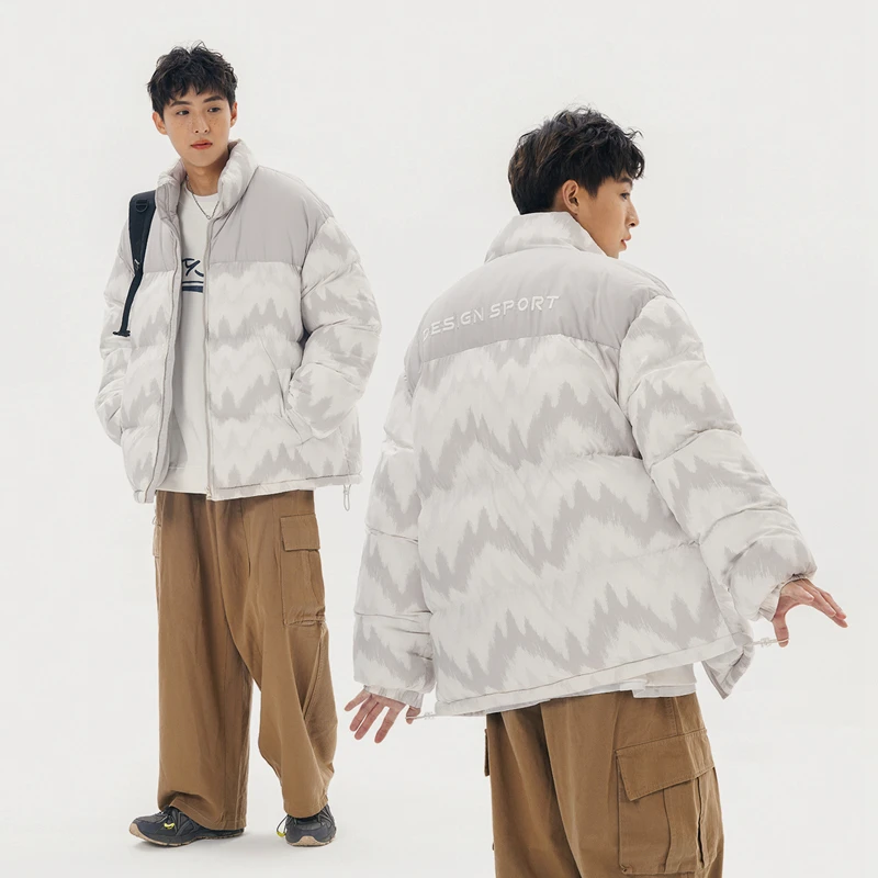 情侣宽松棉服加厚保暖立领潮流港风港风秋冬美式国潮棉衣T