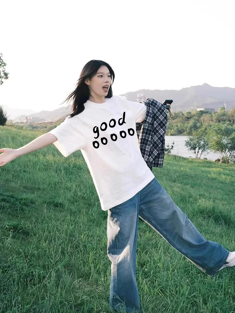 胖mm300斤白色短袖正肩女t恤夏季2025新款内搭宽松设计感小众上衣