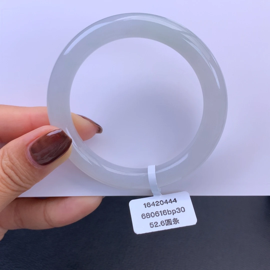 翡翠未镶嵌手镯冰胶白月光圆条手镯