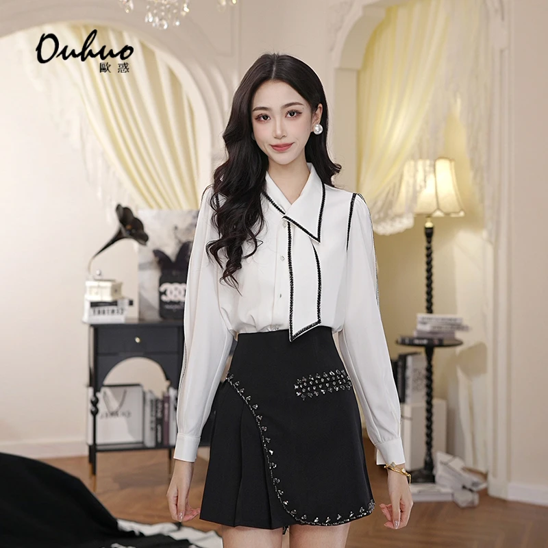 【伊伊定制】2025年春季气质长袖时尚条纹拼接新款衬衫OHSHI02055