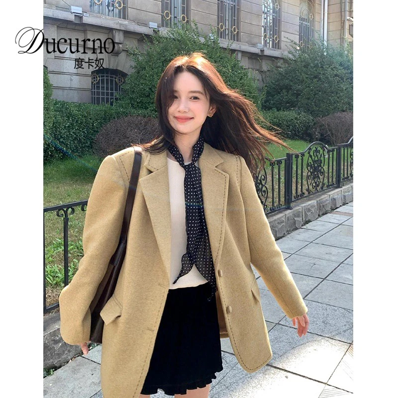 经典休闲毛呢西装外套女2025年新款秋冬季小个子百搭气质上衣外套