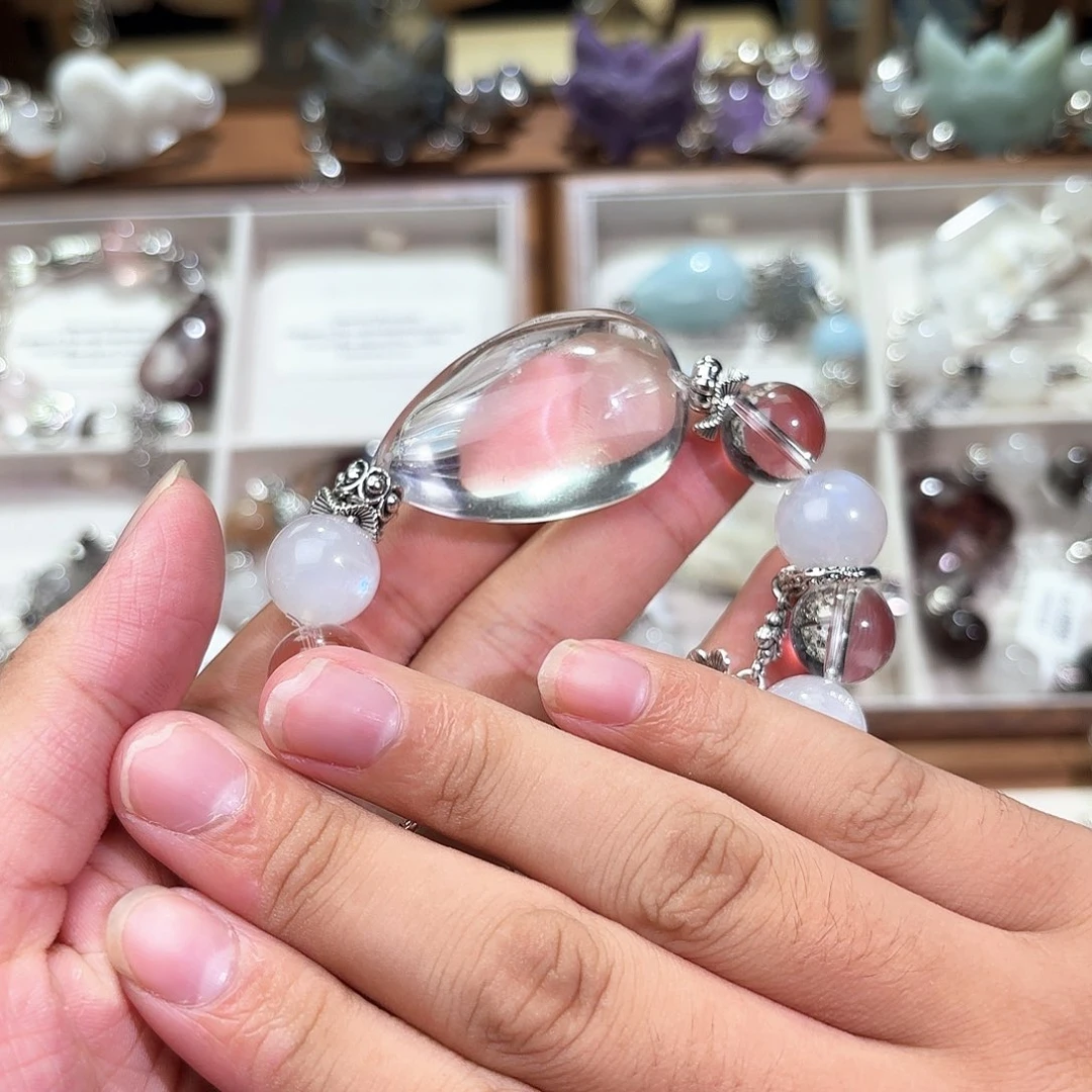 釜***饼水晶手串合金水晶