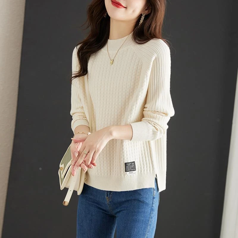 白色长袖t恤女秋冬2025新款短款时尚内搭上衣洋气小衫针织打底衫