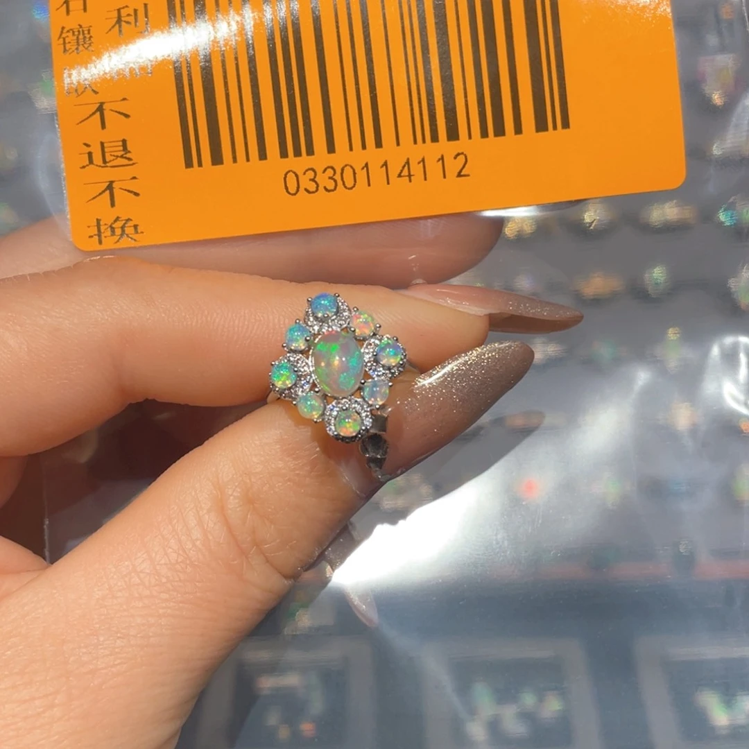 欧泊欧泊戒指银S925镶嵌豌***荳