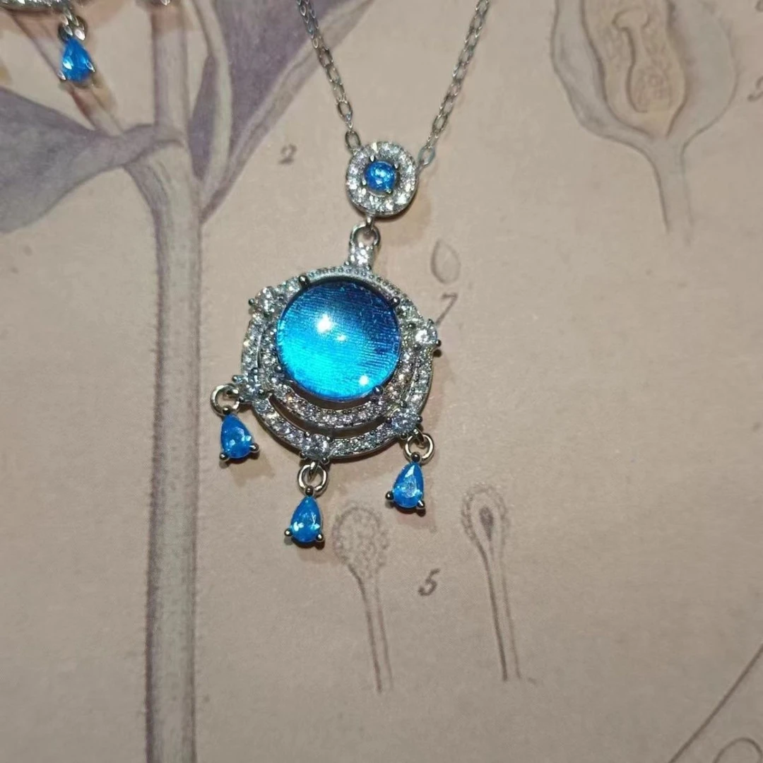 铜合金项链 大蓝闪蝶闺蜜小众礼物爆款锁骨链清新甜美蓝发光蝴蝶