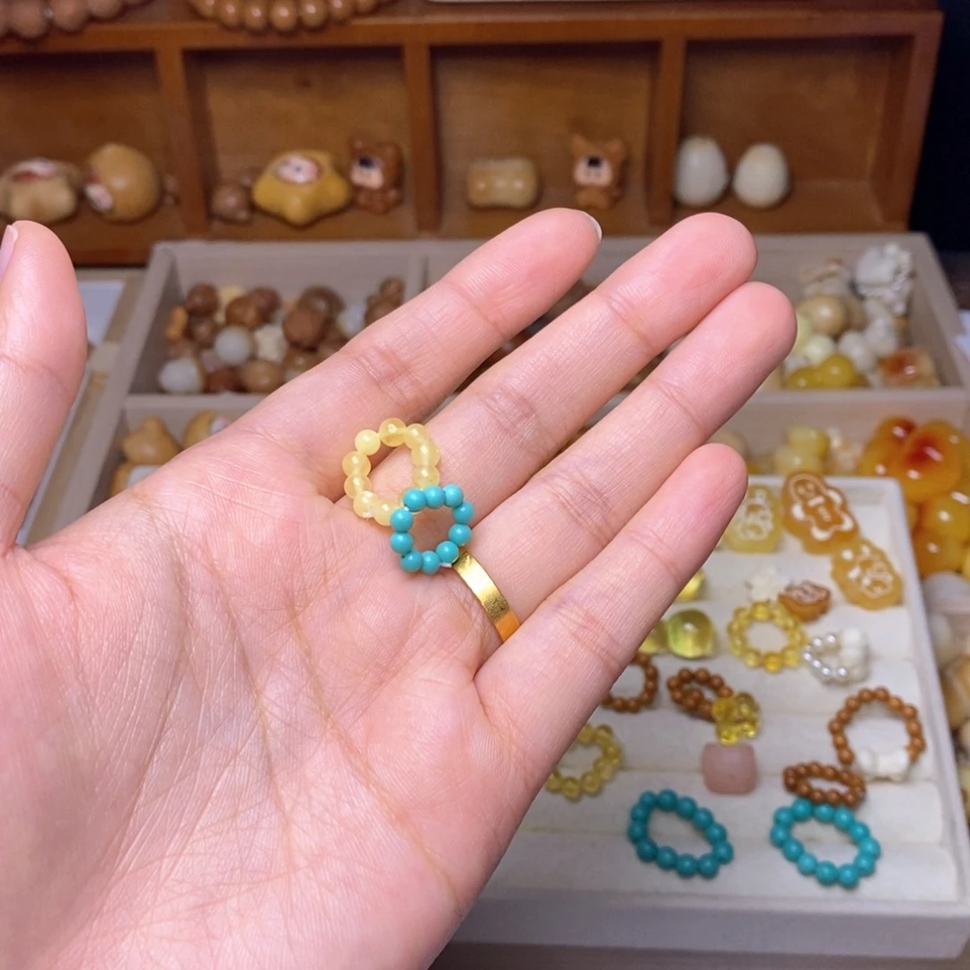 手串猴头核桃蜜多卡环，蓝卡环