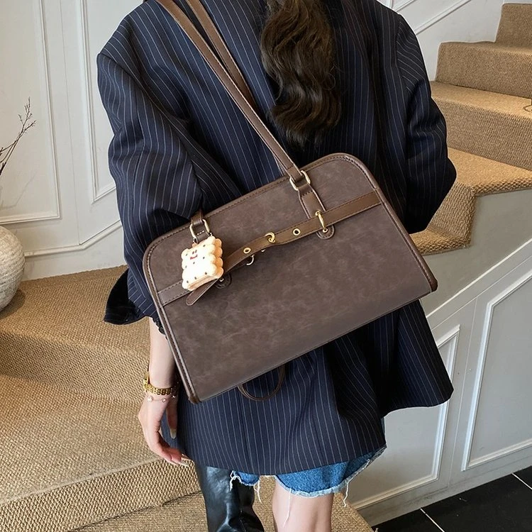 复古女士防脏手提款双根潮流包包拉链百搭双肩包学院风时尚洋气