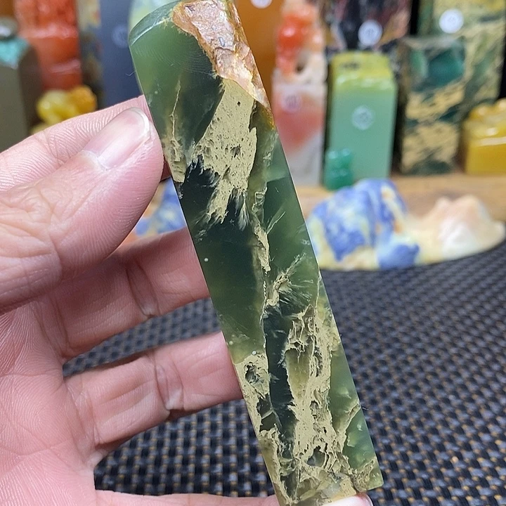 印石青田石云南绿花坑