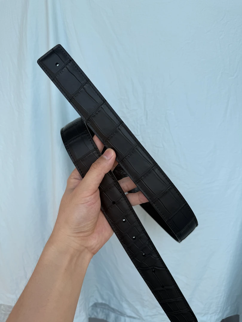 （单腰带）3.8宽鸵鸟皮+鳄鱼皮双面腰带礼盒装-智