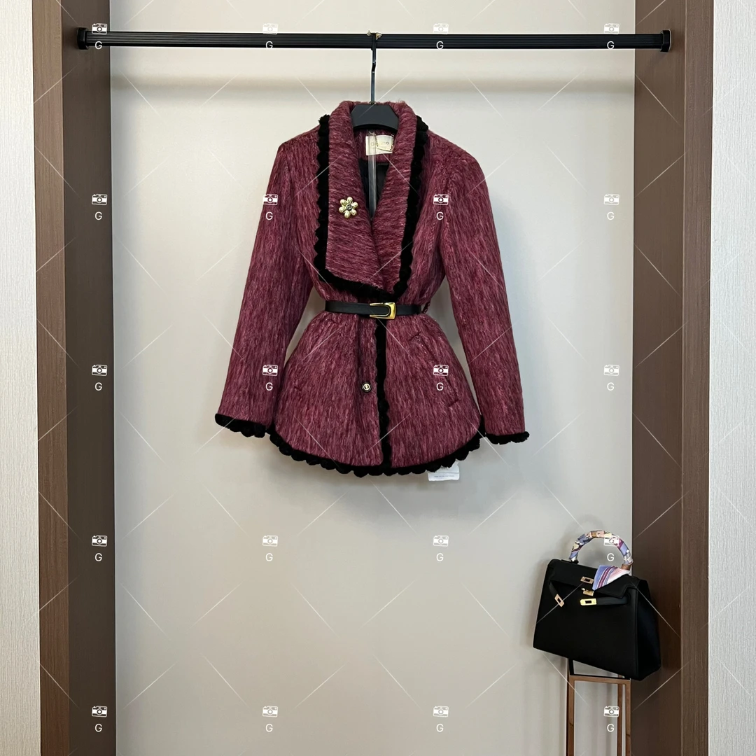 【甜心】秋冬气质小香风设计师中长款羽绒服蓝色轻奢女 QD-2025375