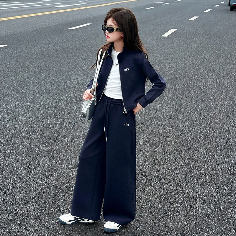 女童秋季新款中大童韩版洋气春秋季休闲披肩外套宽松休闲裤套装潮