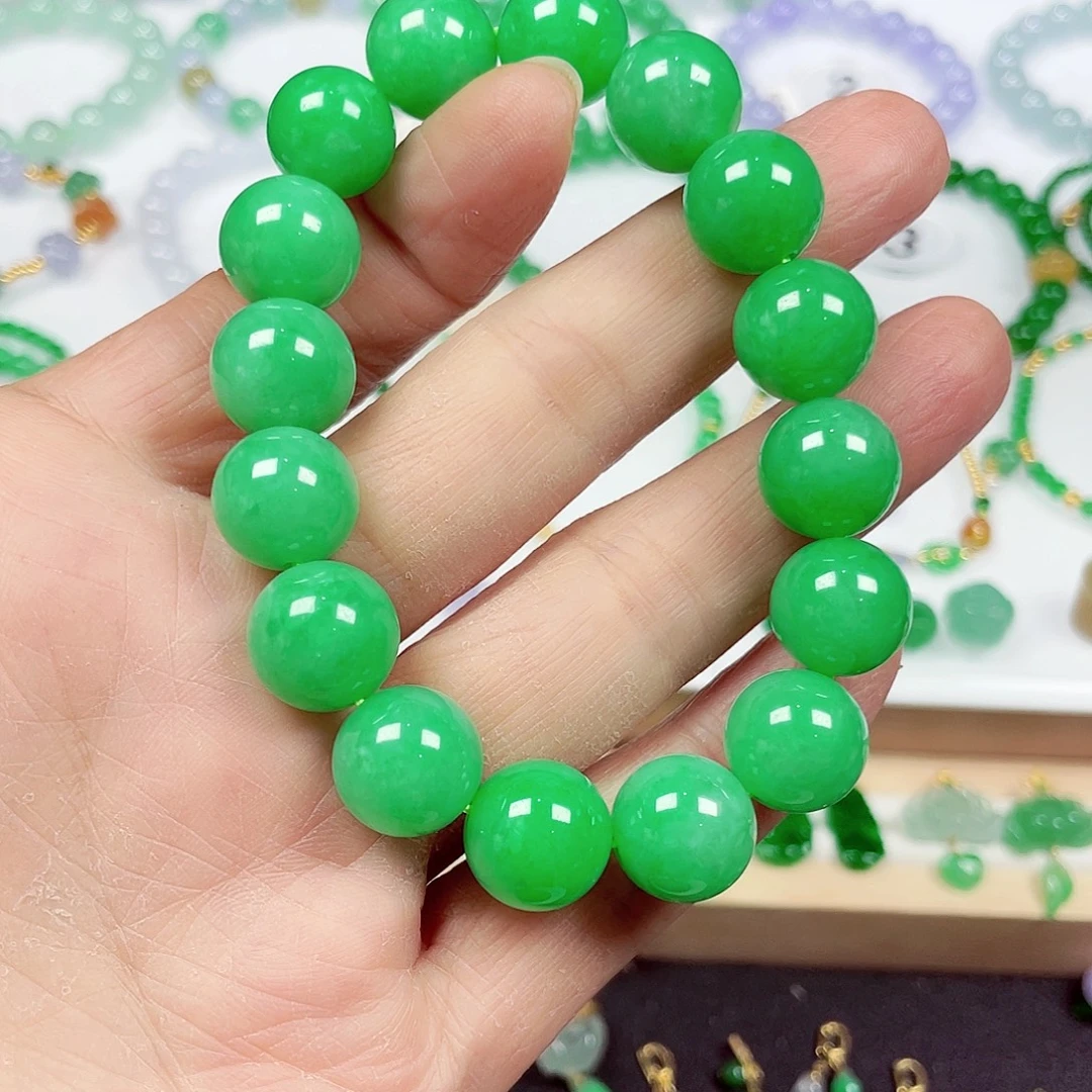 翡翠未镶嵌手链天然缅甸翡翠A货卡12.5