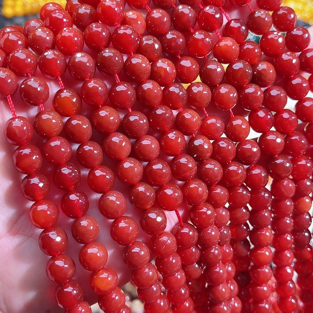玛瑙/玉髓未镶嵌珠宝半成品红玛瑙刻面一条10mm