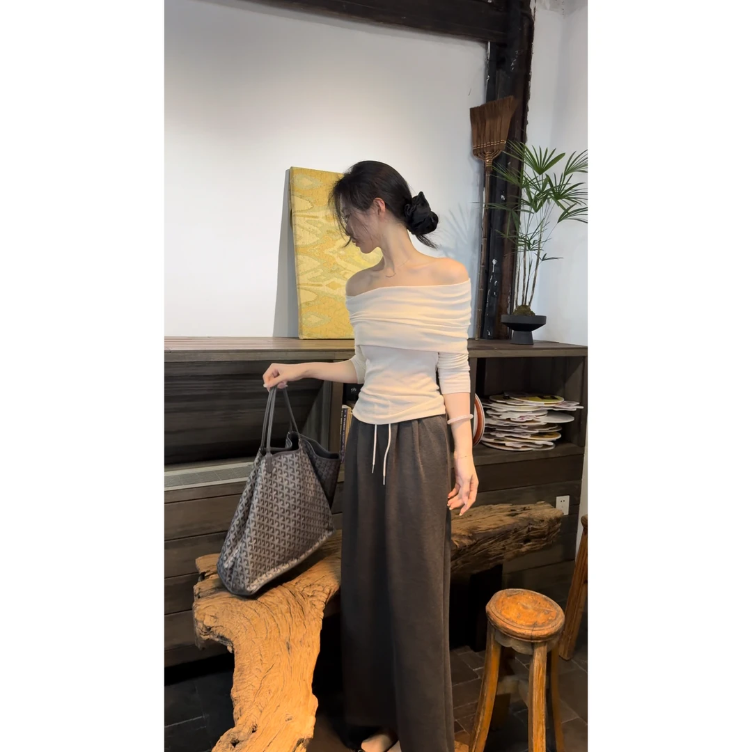 【懒人周末】极简实穿遮肉抽绳松紧腰半裙