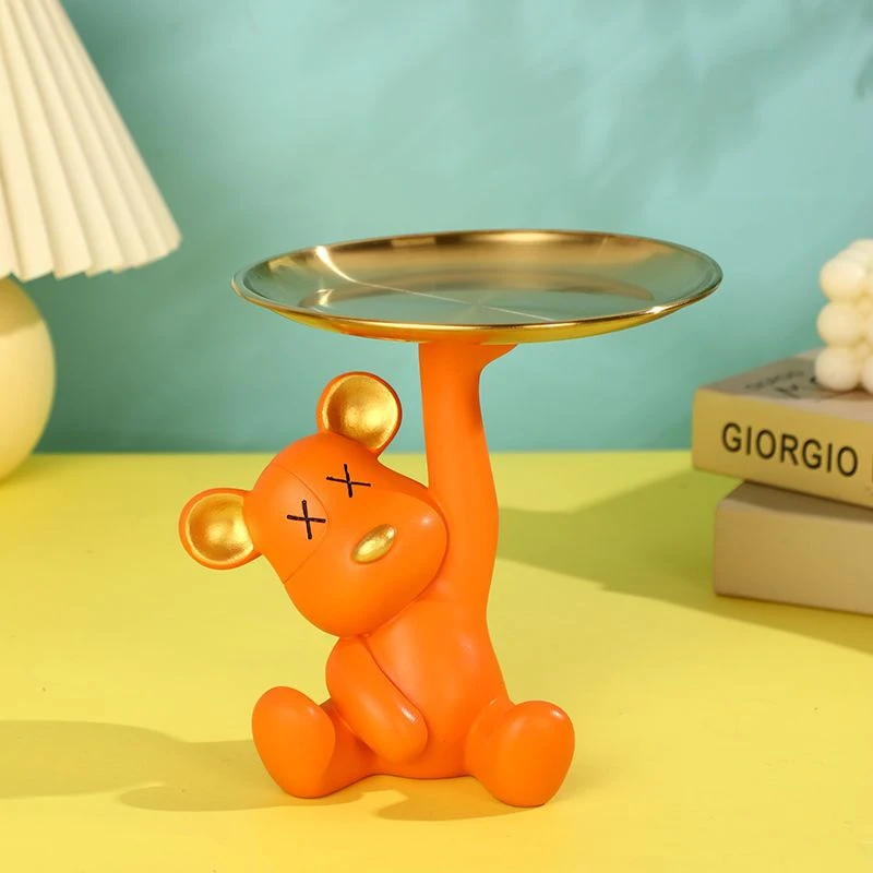 11创意可爱熊摆件收纳托盘客厅电视酒柜卧室房间少女心礼物桌面