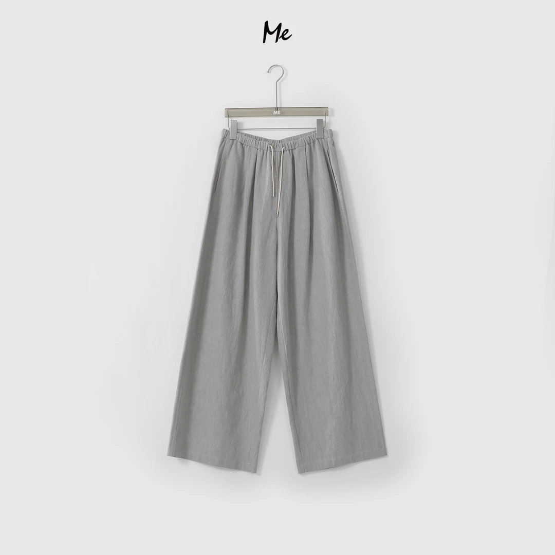 ME【金棕麻裤系列】灰色春季新款时尚百搭休闲裤MEQS1110