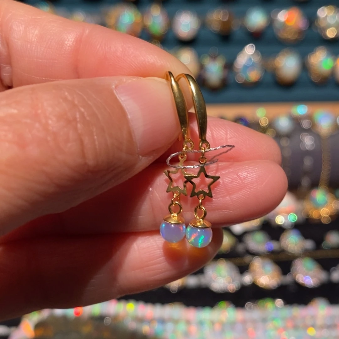 欧泊银S925镶嵌耳饰