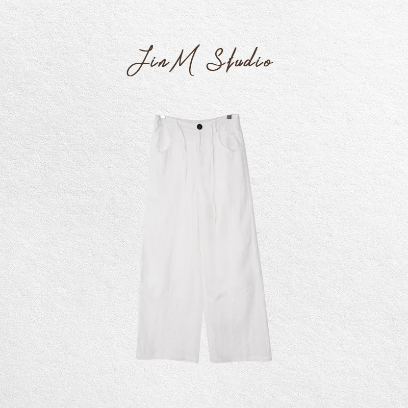 Jinmstudio【微风徐来】夏日老钱极简慵懒亚麻休闲裤602501A1657