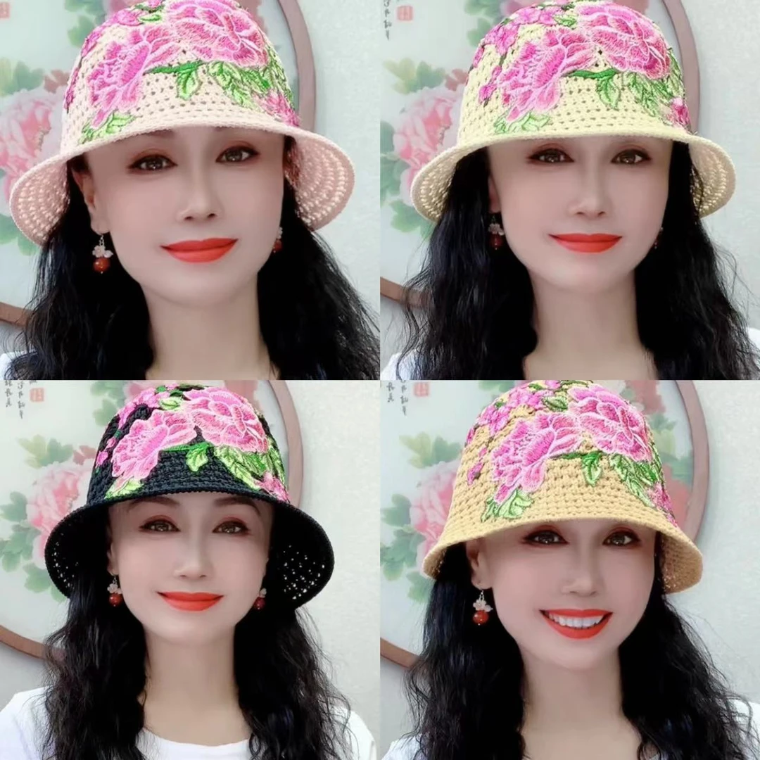 民族风刺绣夏款可折叠渔夫帽414