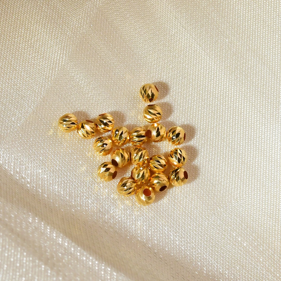 【带证书16颗团购福利】18k金车花珠批花珠碎金珠隔珠配珠（1.8mm）