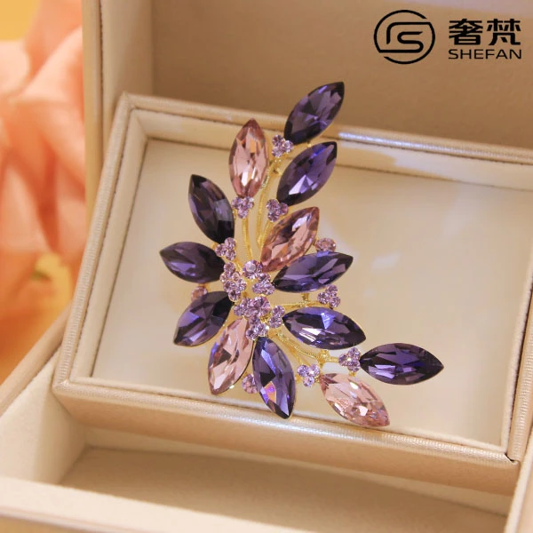 铜合金胸针 正品施华洛水晶品牌正版轻奢月牙麦穗彩色胸针1605
