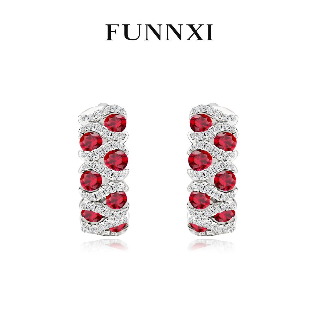 FUNNXI浆果红色气质轻奢复古个性重工百搭耳饰本命年
