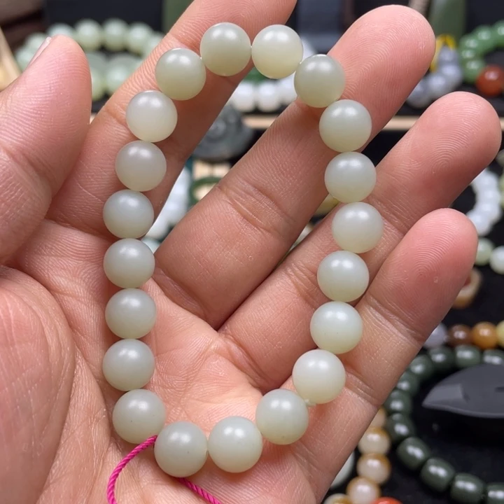 和田玉手串未镶嵌新疆且末荔枝肉卡10柔光