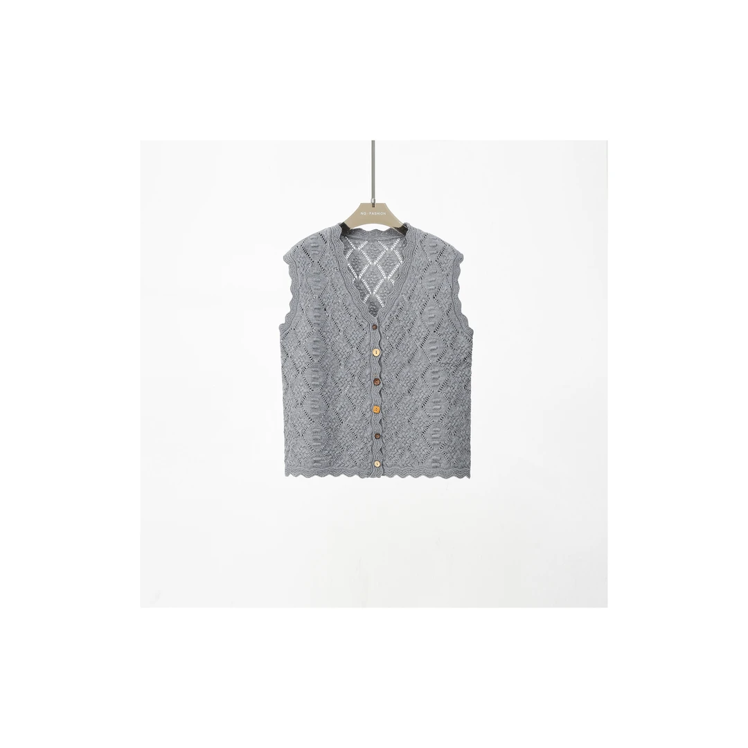 【DAXIU轻奢】早秋纯色镂空单排扣马甲背心-6822