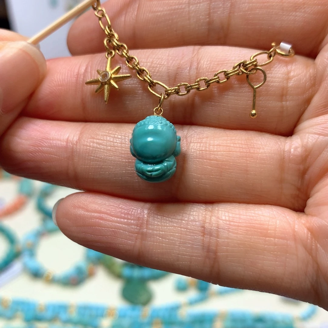 绿松石18K金镶嵌半链