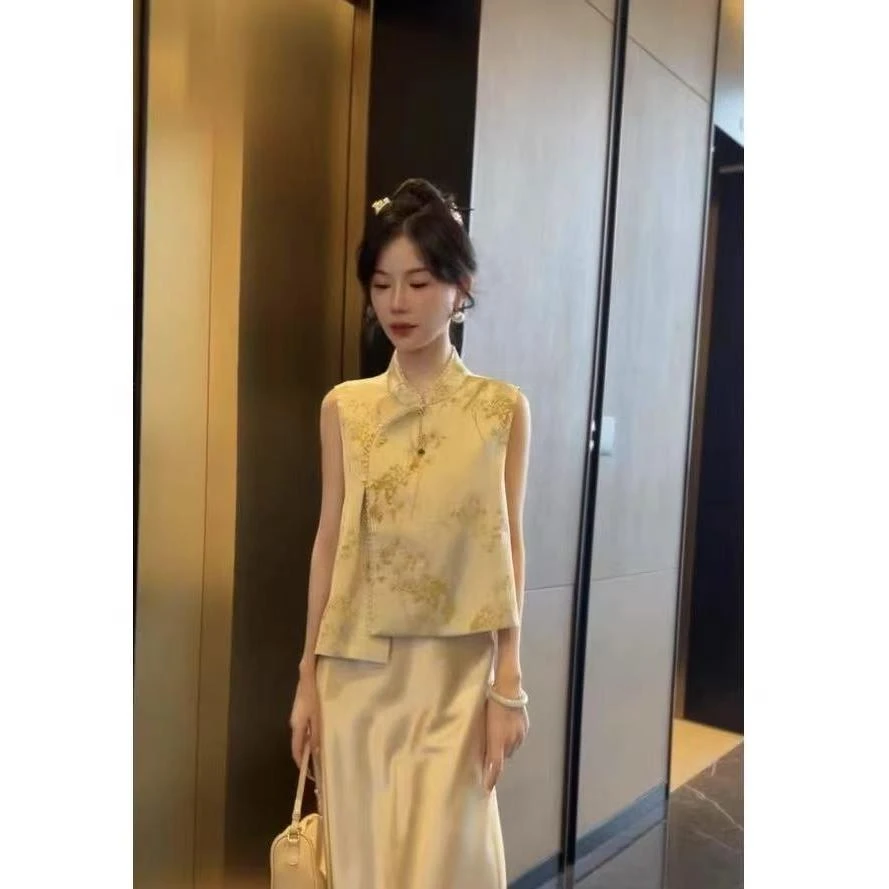 新中式夏季人丝提花时尚洋气设计感显瘦百搭上衣女