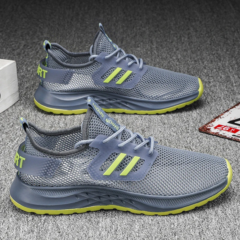 御芃白色男鞋2025新款夏透气薄款镂空网面休闲轻便软底大码网鞋男