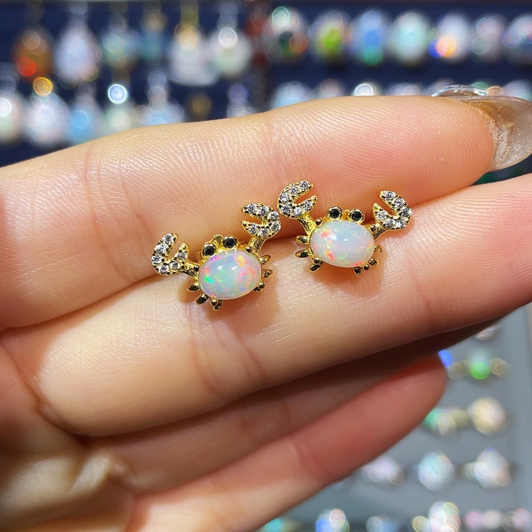 欧泊银S925镶嵌耳饰