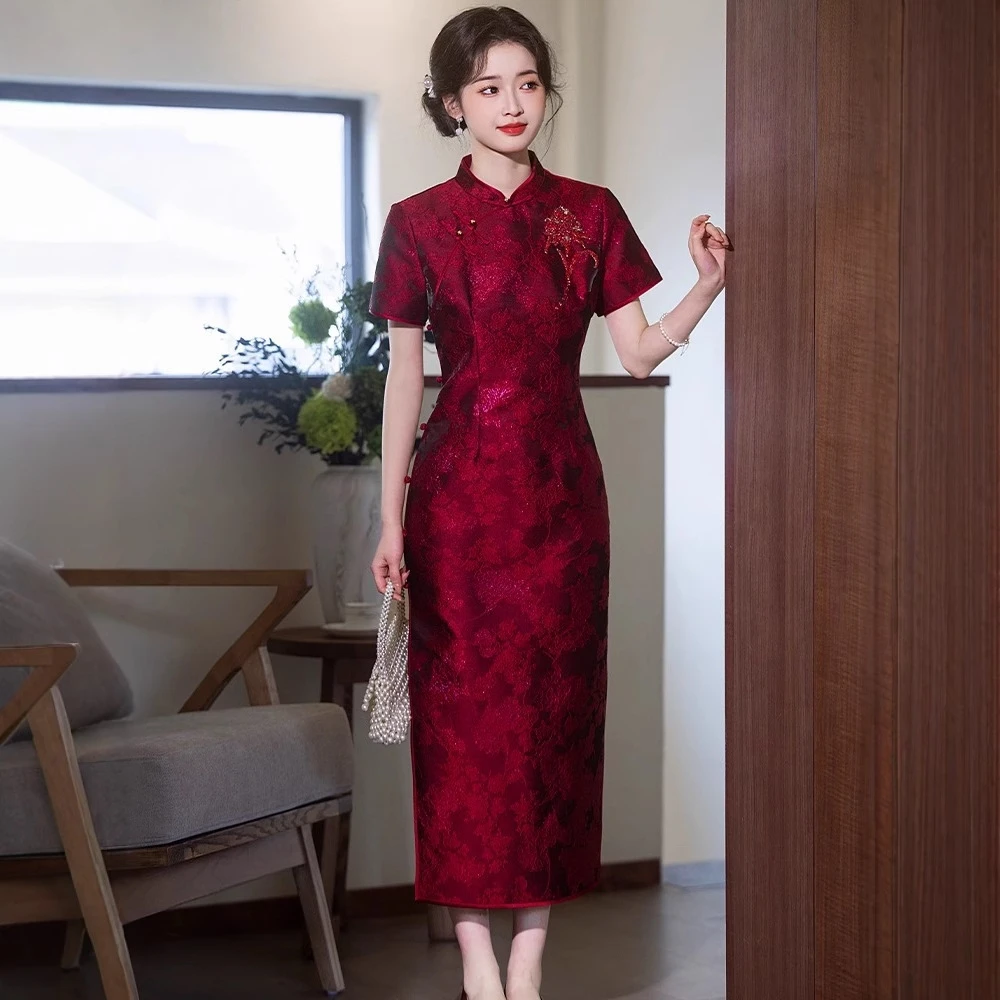 喜婆婆高端礼服2025新款春夏妈妈装洋气高贵年轻款中式裙