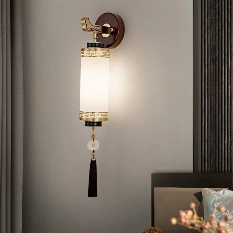 中式全铜壁灯新款客厅电视背景墙中国禅意书房卧室过道实木床头灯