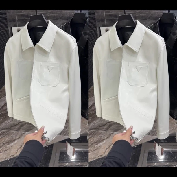 秋季新款痞帅修身男士羊皮修身夹克28762