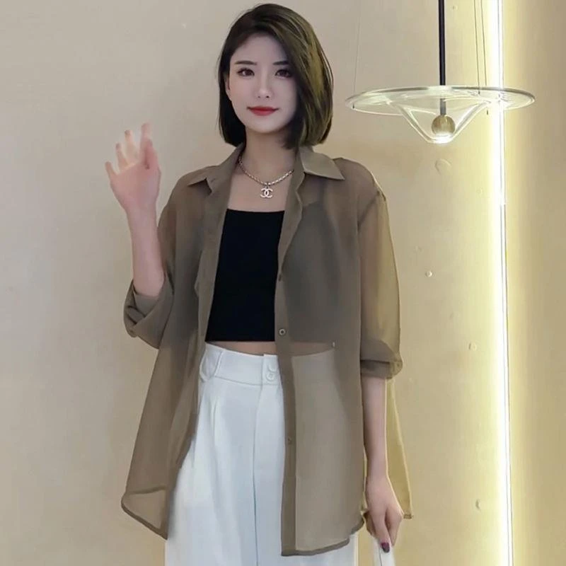 雪纺衬衫防晒衣夏季新潮爆款防晒衣女外穿长袖薄款洋气质感宽松潮