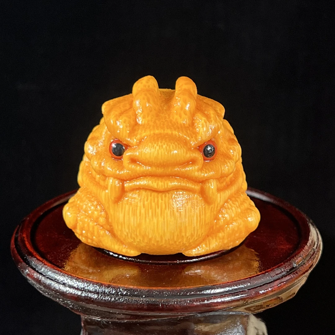 实心竹【龙王金蟾】龙血金丝竹雕刻手把件文玩手把件