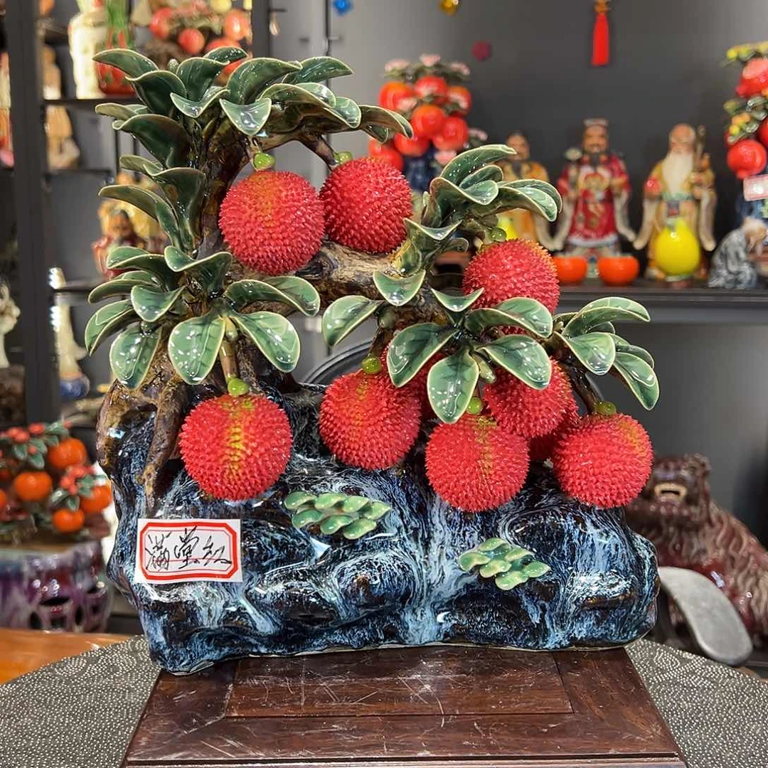 荔枝石湾陶艺摆件纯手工制作