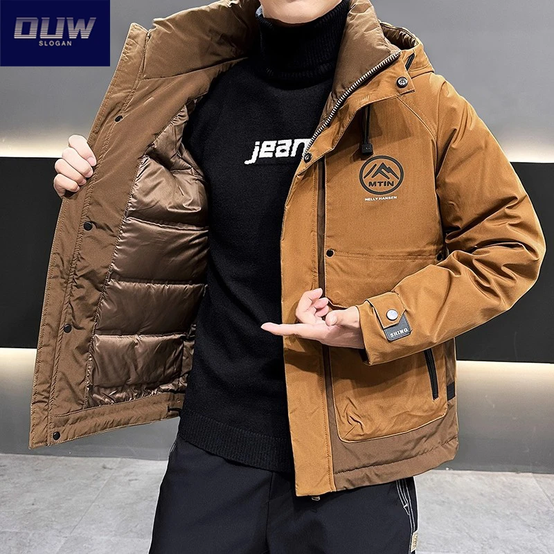 O.U.W羽绒服冬季2025新款帅气休闲有型轻熟风男士白鸭绒上衣外套