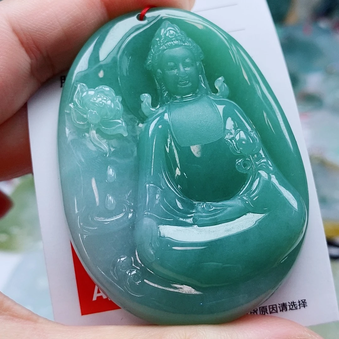 3***℃翡翠未镶嵌颈饰天然缅甸A货翡翠观音