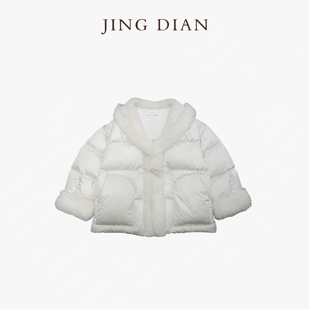 【JD】定制款珍珠米拼大翻领羊皮毛一体鹅绒服