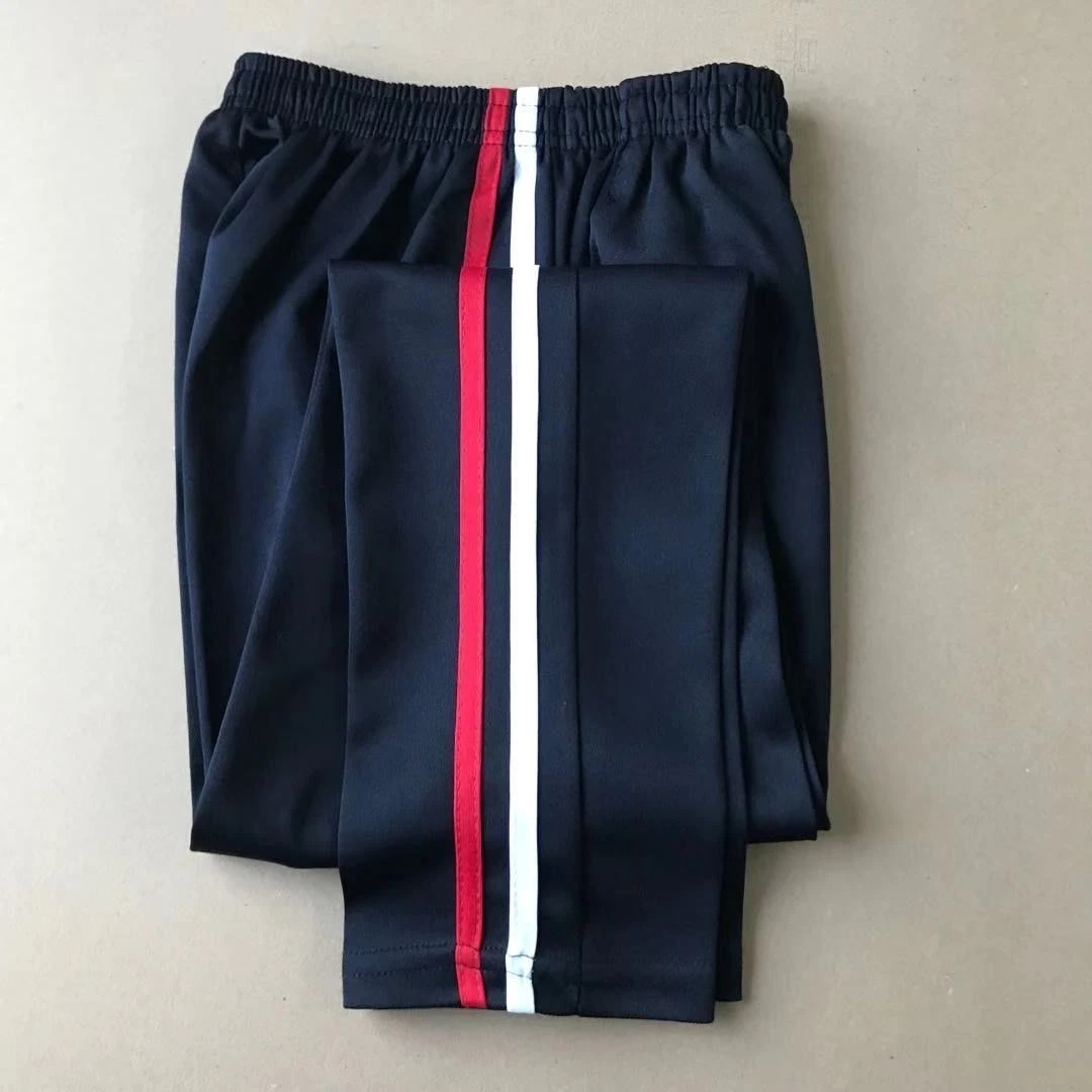 春秋款(红白杠)南韩丝藏青色校服裤小学初中高中男女通用校服裤