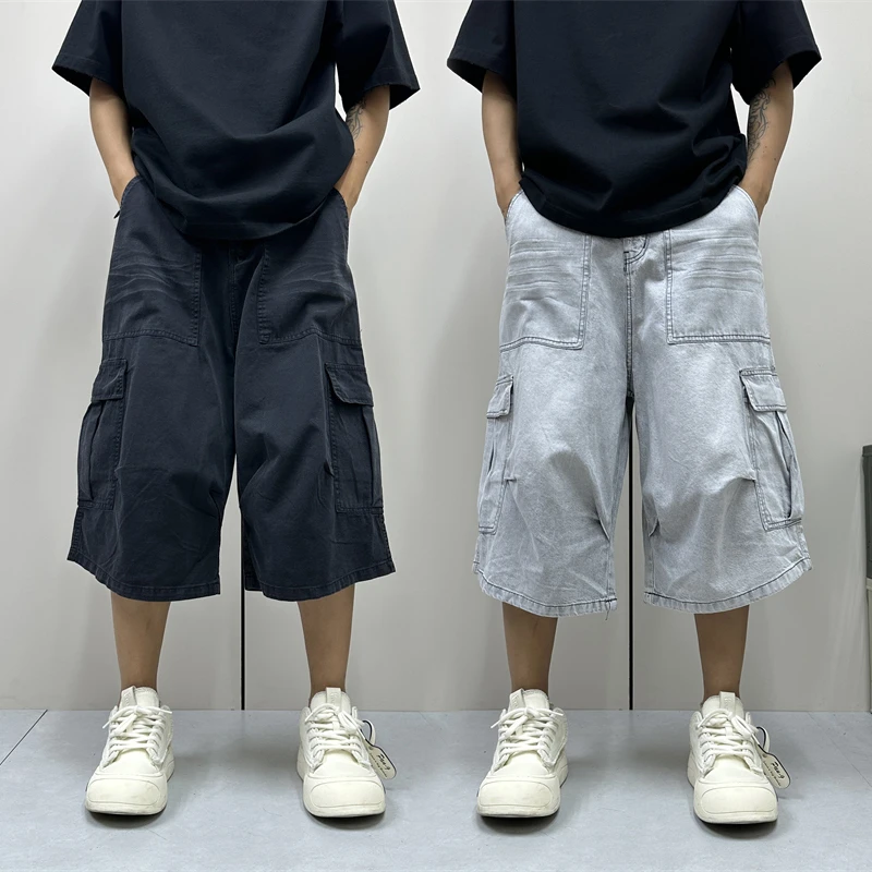 昊Studio欧美风阔腿夏季工装风青年日系休闲短裤百搭短裤宽松 ins