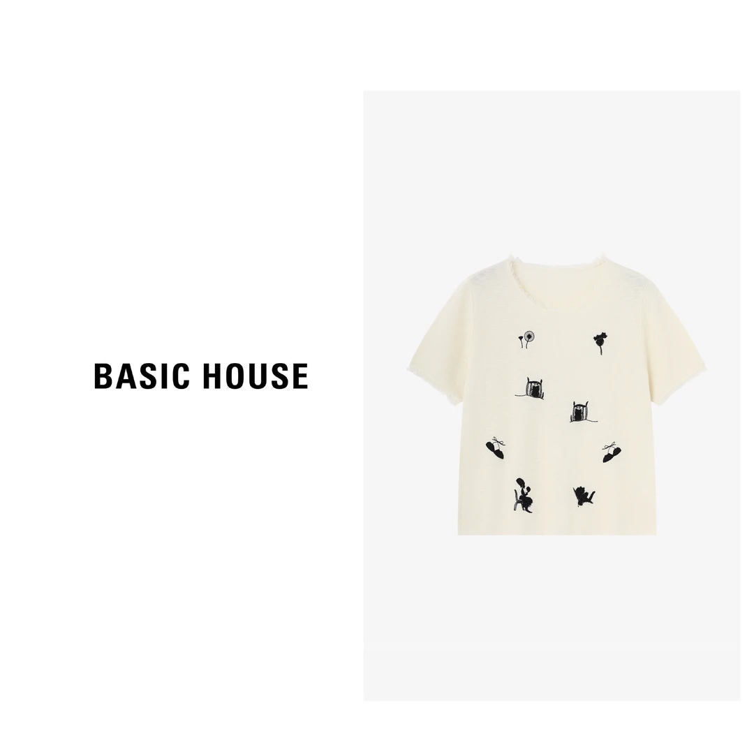 Basic House/百家好夏季透气简约短袖针织衫-B0625B5GGP2
