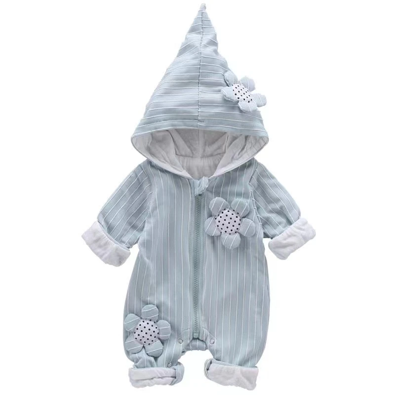 001带花花连体衣春秋哈衣婴儿连体衣服双层